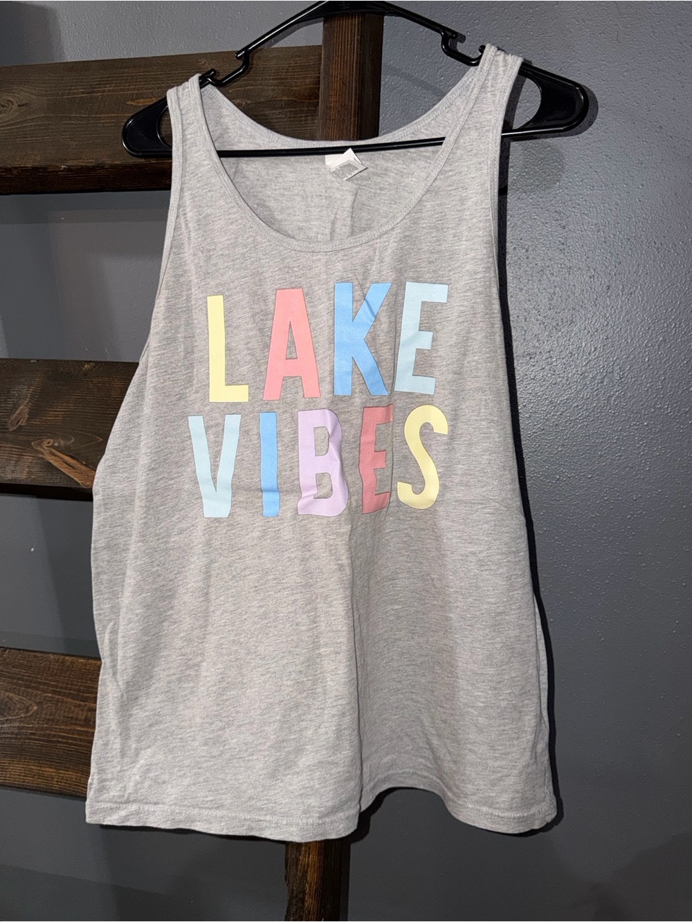 Lake Vibes Gray Graphic Tank Top - Lightweight Women's Summer Tee